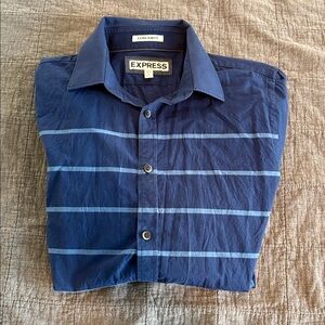 Express Blue extra slim fit Button Down Shirt with horizontal stripes